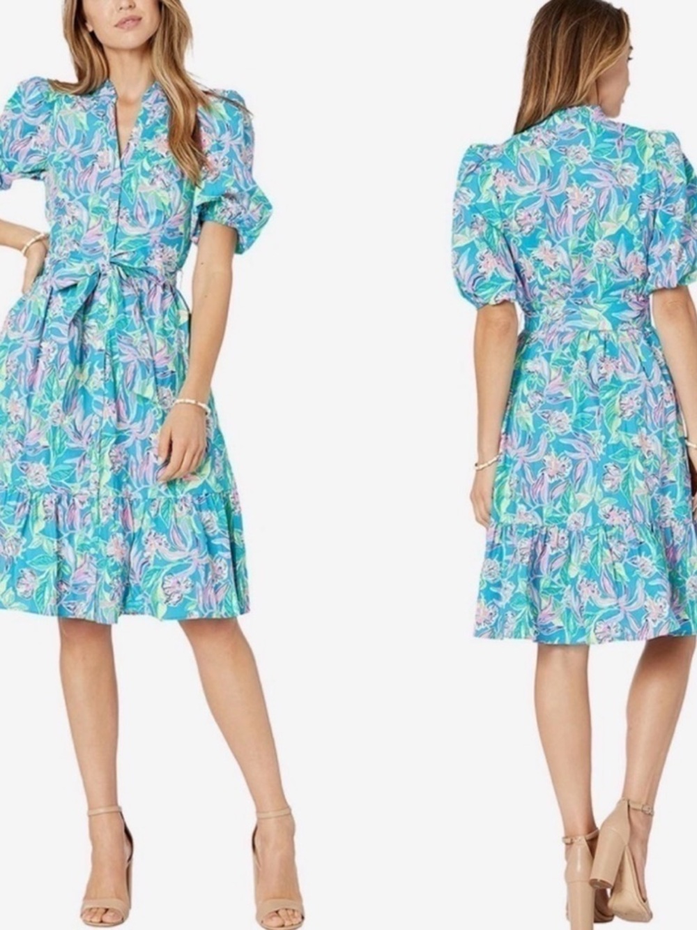 NWT Lilly Pulitzer Shona knee length puff sleeve dress